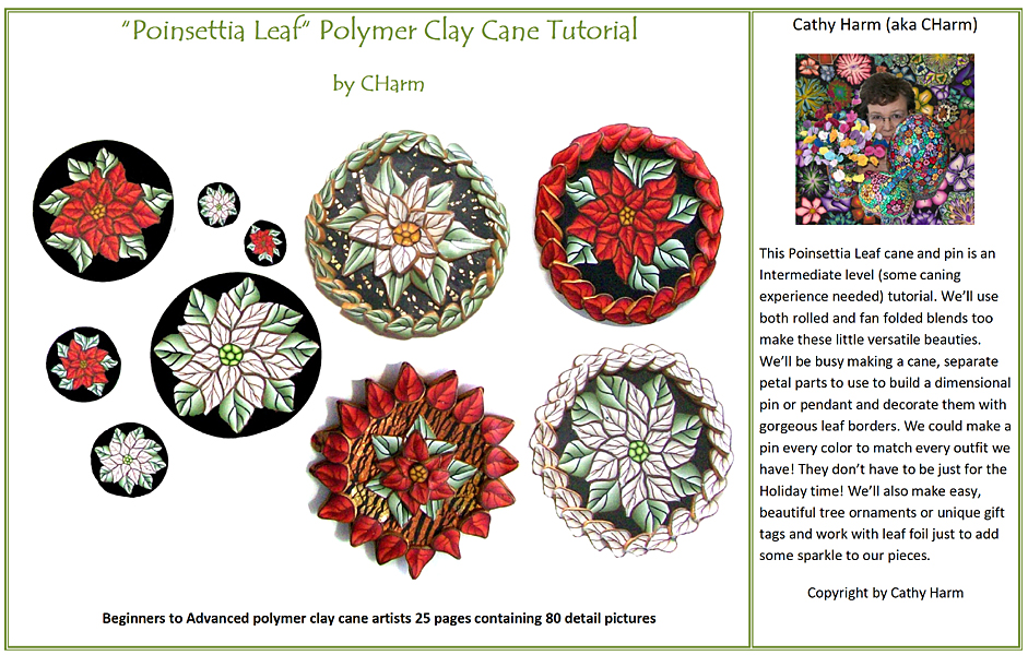 Poinsettia Leaf  polymer clay canes